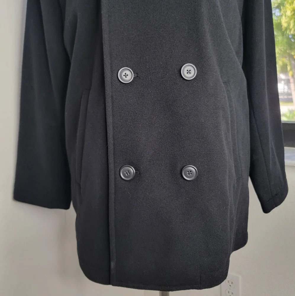 J. CREW Men's Wool Blend Black Peacoat M.